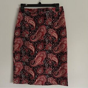 Talbots Fall Paisley Print Very Stretchy Pencil Skirt
